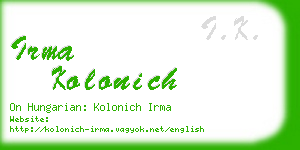 irma kolonich business card